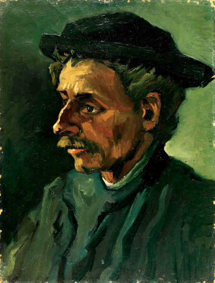  文森特·威廉·梵高  Vincent Willen Van Gogh —— 戴帽子的男子肖像 (1)